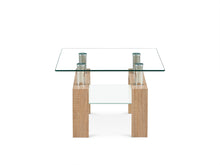 Load image into Gallery viewer, Ollie Tempered Glass Square Side Table 65 x 65cm - Oak
