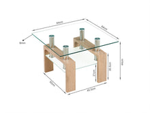 Load image into Gallery viewer, Ollie Tempered Glass Square Side Table 65 x 65cm - Oak
