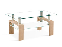 Load image into Gallery viewer, Ollie Tempered Glass Rectangle Coffee Table 95 x 55cm - Oak