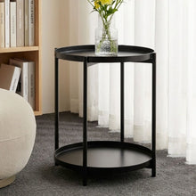 Load image into Gallery viewer, Zen Round Coffee Table with Shelf - Black