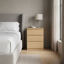 Load image into Gallery viewer, Tongass Bedside Table with 3 Drawers - Oak