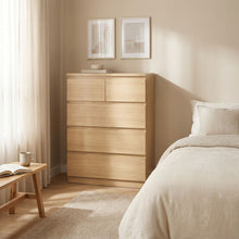 Load image into Gallery viewer, Tongass 5 Drawer Tallboy - Oak