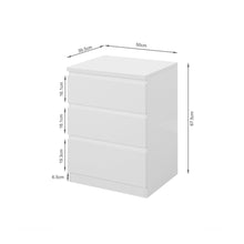 Load image into Gallery viewer, Angeles High Gloss Bedside Table with 3 Drawers - White