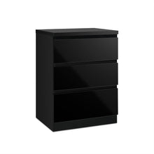 Load image into Gallery viewer, Angeles High Gloss Bedside Table with 3 Drawers - Black