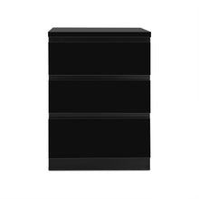 Load image into Gallery viewer, Angeles High Gloss Bedside Table with 3 Drawers - Black