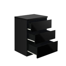 Load image into Gallery viewer, Angeles High Gloss Bedside Table with 3 Drawers - Black