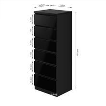 Load image into Gallery viewer, Angeles High Gloss 6 Drawer Slim Tallboy - Black