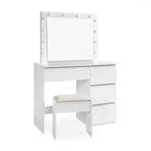 Load image into Gallery viewer, Begonia 2 Piece Dressing Table with Mirror & Stool Set - White