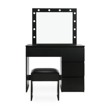 Load image into Gallery viewer, Begonia 2 Piece Dressing Table with Mirror & Stool Set - Black