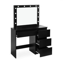 Load image into Gallery viewer, Begonia 2 Piece Dressing Table with Mirror & Stool Set - Black