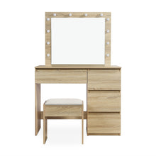 Load image into Gallery viewer, Begonia 2 Piece Dressing Table with Mirror & Stool Set - Oak