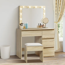Load image into Gallery viewer, Begonia 2 Piece Dressing Table with Mirror & Stool Set - Oak