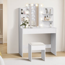 Load image into Gallery viewer, Celosia 2 Piece Dressing Table with Mirror & Stool Set - White