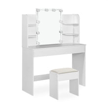 Load image into Gallery viewer, Celosia 2 Piece Dressing Table with Mirror & Stool Set - White