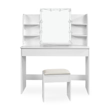 Load image into Gallery viewer, Celosia 2 Piece Dressing Table with Mirror & Stool Set - White