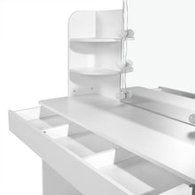 Load image into Gallery viewer, Celosia 2 Piece Dressing Table with Mirror & Stool Set - White