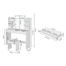 Load image into Gallery viewer, Celosia 2 Piece Dressing Table with Mirror & Stool Set - White
