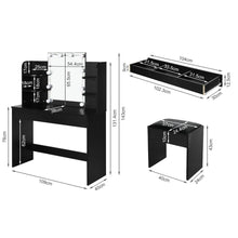 Load image into Gallery viewer, Celosia 2 Piece Dressing Table with Mirror & Stool Set - Black