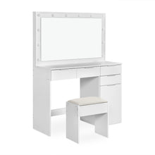 Load image into Gallery viewer, Comfrey 2 Piece Dressing Table with Mirror & Stool Set - White