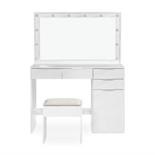 Load image into Gallery viewer, Comfrey 2 Piece Dressing Table with Mirror & Stool Set - White