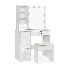 Load image into Gallery viewer, Freesia 2 Piece Dressing Table with Mirror & Stool Set - White