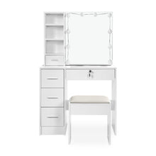 Load image into Gallery viewer, Freesia 2 Piece Dressing Table with Mirror & Stool Set - White