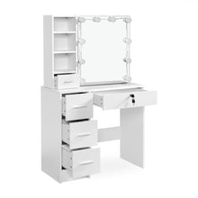 Load image into Gallery viewer, Freesia 2 Piece Dressing Table with Mirror & Stool Set - White