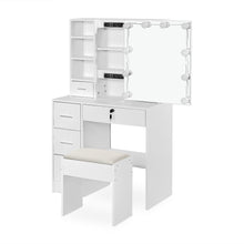 Load image into Gallery viewer, Freesia 2 Piece Dressing Table with Mirror & Stool Set - White