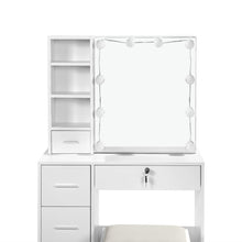 Load image into Gallery viewer, Freesia 2 Piece Dressing Table with Mirror & Stool Set - White