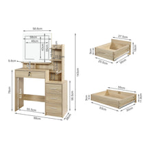 Load image into Gallery viewer, Gardenia 2 Piece Dressing Table with Mirror & Stool Set - Oak
