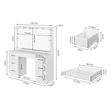 Load image into Gallery viewer, LISIANTHUS 2 Piece Dressing Table with Mirror & Stool Set - White