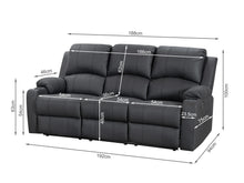 Load image into Gallery viewer, Marton Manual 3 Seater Recliner Sofa - Black