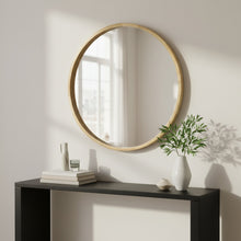 Load image into Gallery viewer, Echo Round Wooden Framed Wall Mirror 80cm - Light Wood