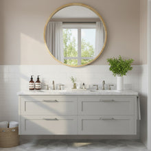 Load image into Gallery viewer, Echo Round Wooden Framed Wall Mirror 80cm - Light Wood