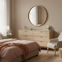 Load image into Gallery viewer, Echo Round Wooden Framed Wall Mirror 80cm - Light Wood