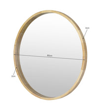 Load image into Gallery viewer, Echo Round Wooden Framed Wall Mirror 80cm - Light Wood