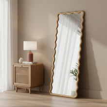 Load image into Gallery viewer, Ripple Wavy Wooden Full Length Mirror 160cm - Light Wood