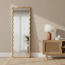 Load image into Gallery viewer, Ripple Wavy Wooden Full Length Mirror 160cm - Light Wood