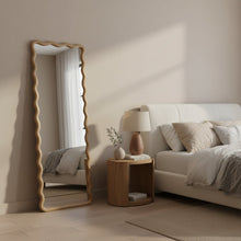 Load image into Gallery viewer, Ripple Wavy Wooden Full Length Mirror 160cm - Light Wood