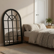 Load image into Gallery viewer, Lattice Arched Wooden Mirror 120cm - Black
