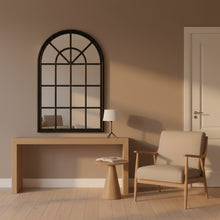 Load image into Gallery viewer, Lattice Arched Wooden Mirror 120cm - Black