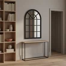 Load image into Gallery viewer, Lattice Arched Wooden Mirror 120cm - Black