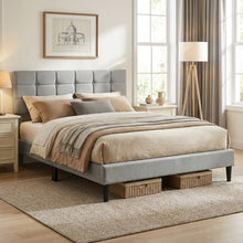Load image into Gallery viewer, Aspen Queen Fabric Bed Frame - Stone