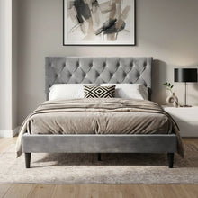 Load image into Gallery viewer, Rila Double Velvet Bed Frame - Grey