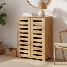 Load image into Gallery viewer, Loma 2 Door Shoe Cabinet Storage Rack - Dark Oak