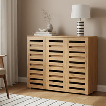 Load image into Gallery viewer, Loma 3 Door Shoe Cabinet Storage Rack - Dark Oak