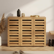 Load image into Gallery viewer, Loma 3 Door Shoe Cabinet Storage Rack - Dark Oak