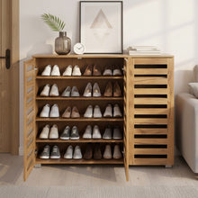 Load image into Gallery viewer, Loma 3 Door Shoe Cabinet Storage Rack - Dark Oak