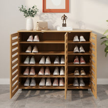 Load image into Gallery viewer, Loma 3 Door Shoe Cabinet Storage Rack - Dark Oak