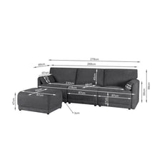 Load image into Gallery viewer, Velvo 3 Seater Modular Sofa with Ottoman - Dark Grey